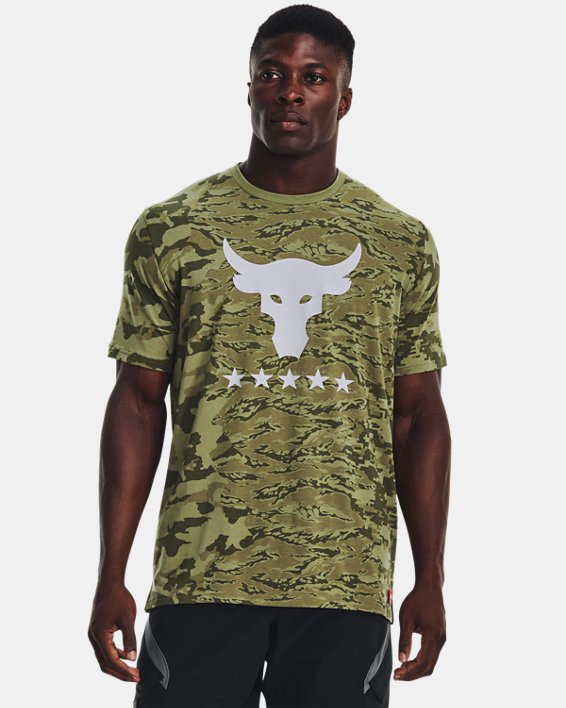Men's Project Rock Veterans Day Show Camo T-Shirt, Green, pdpMainDesktop image number 0